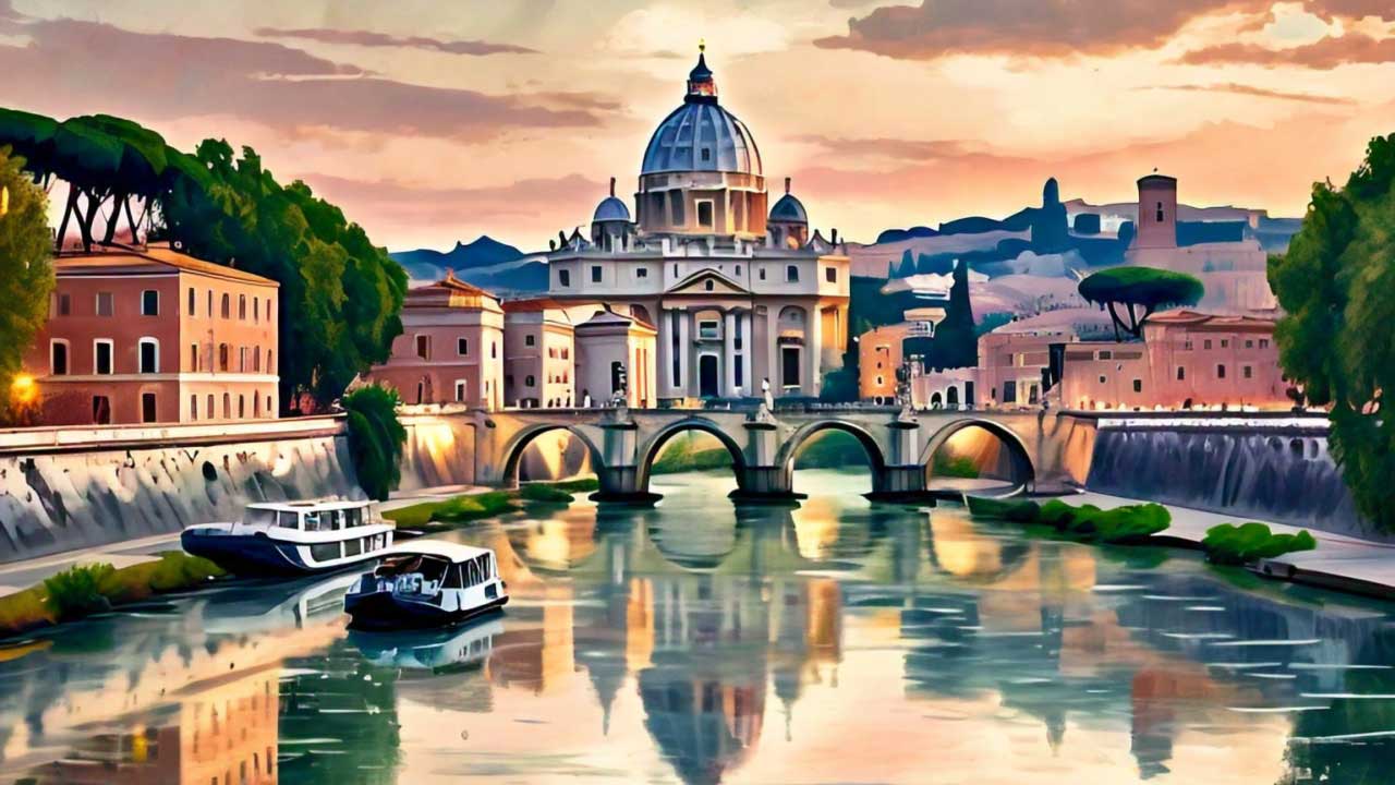 rome in watercolour as imagined by meta ai