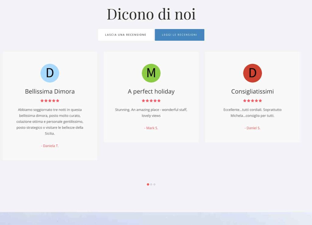 social proof sito web la dimora di spartivento